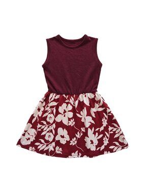 New Baby Girl Floral Burgundy Sleeveless Dress 18-24 Months